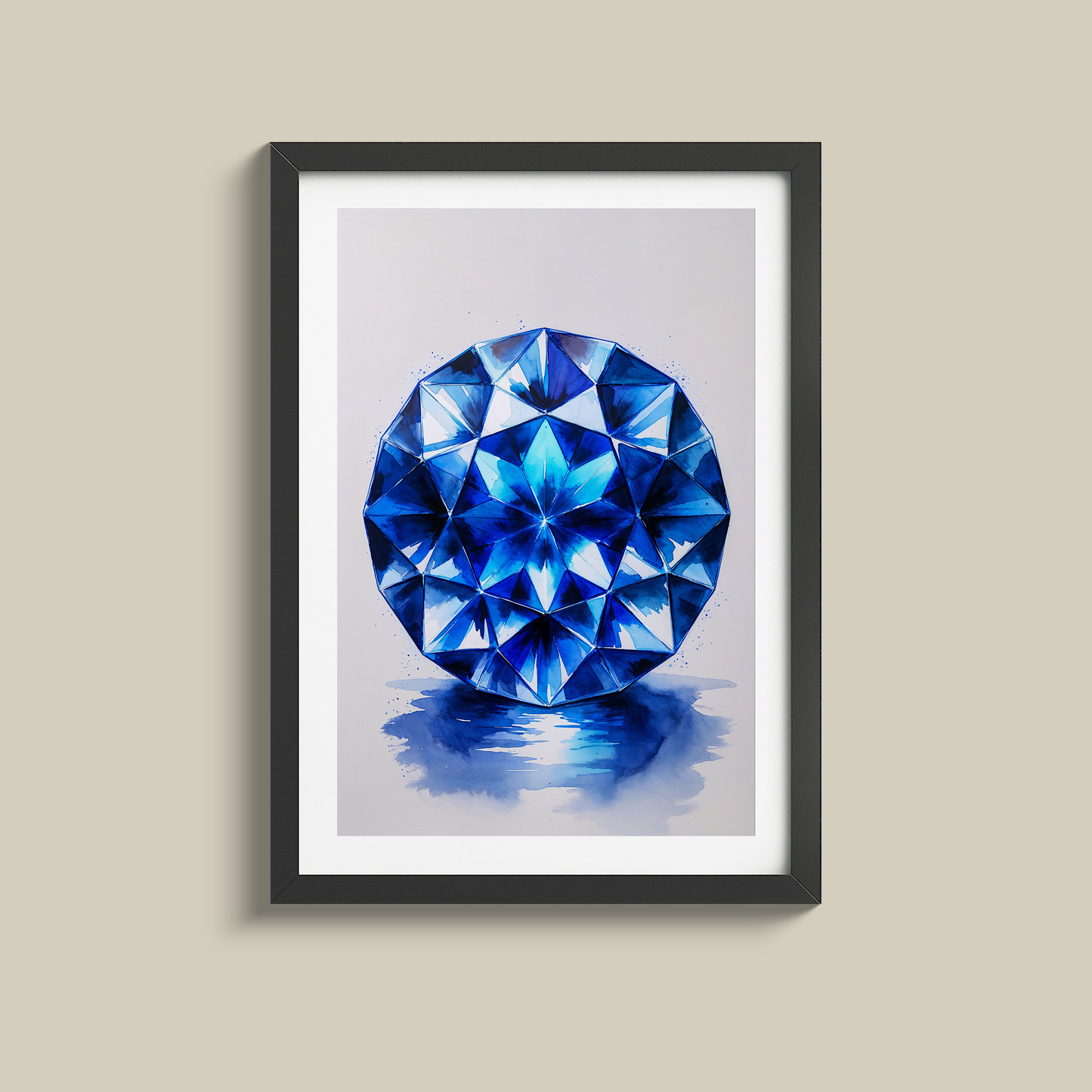 Elegant Watercolour Blue diamond 2 print