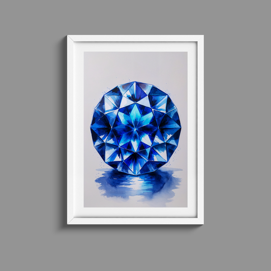 Elegant Watercolour Blue diamond 2 print