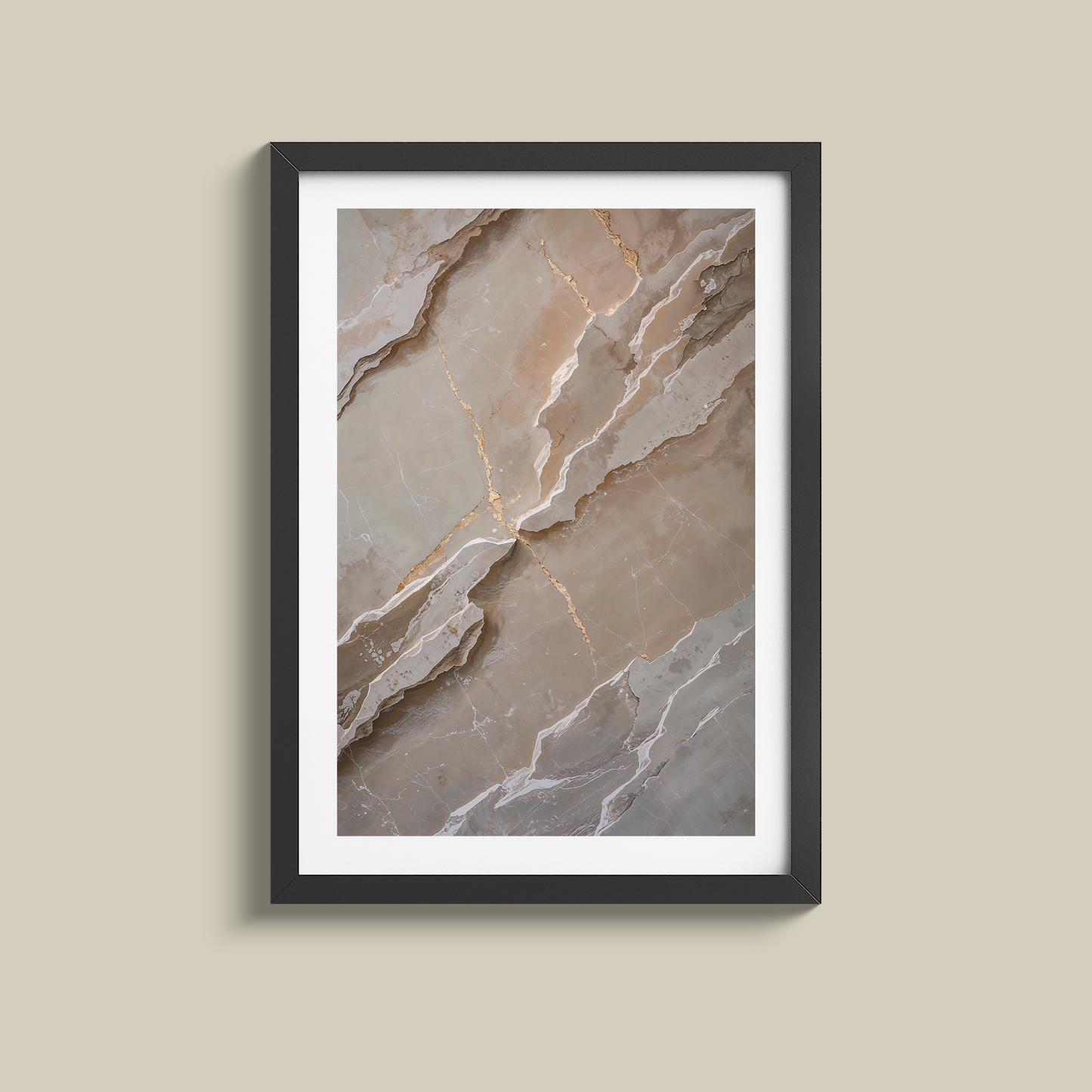 Beautiful minimalist white and gold marble print