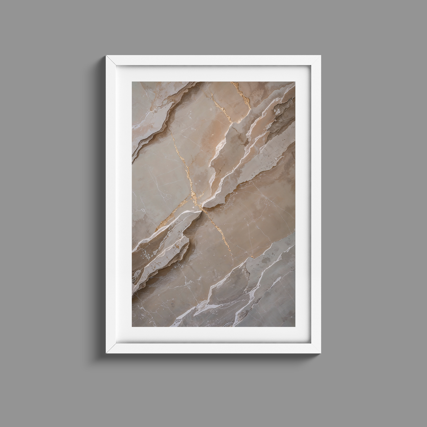 Beautiful minimalist white and gold marble print