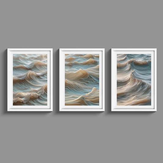 Beautiful set of three abstract waves prints